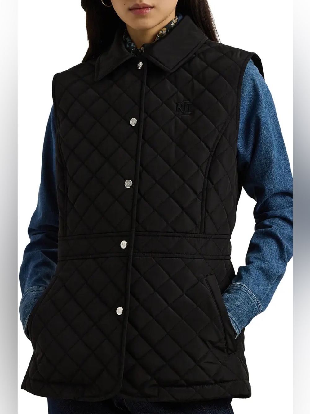 Lauren Ralph Lauren Black Diamond Quilted Vest Women’s Size XL